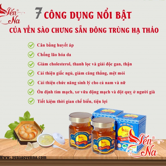 HỘP QUÀ ĐỎ 6 HŨ YẾN CHƯNG SẴN ĐÔNG TRÙNG HẠ THẢO